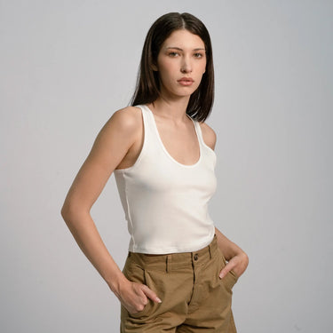 womens eco friendly short tank color white