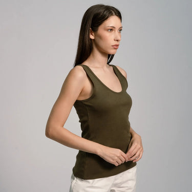 Women's Organic Pima Cotton Tank Top color green