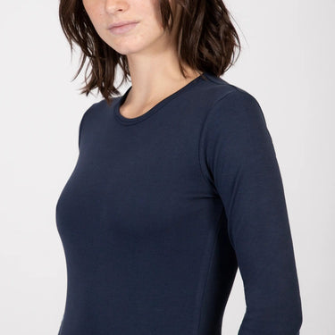 Women's Organic Pima Cotton Long Sleeve Shirt color navy blue