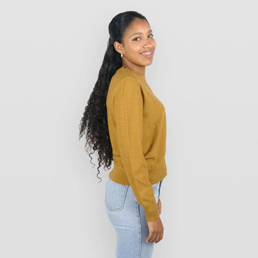 womens finest pima alpaca sweater color mustard yellow