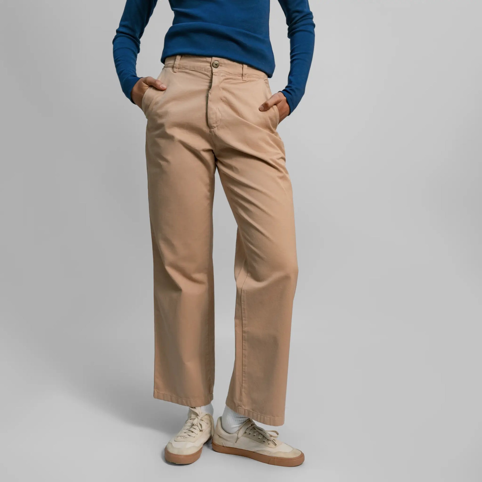 womens finest pima chino pants color beige