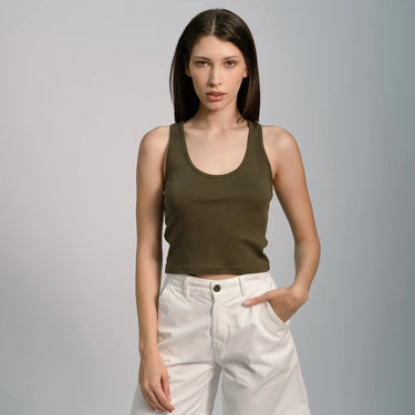 Women's Organic Pima Cotton Short Tank color green