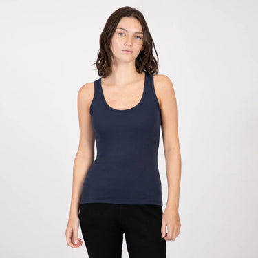 Women's Organic Pima Cotton Tank Top color navy blue