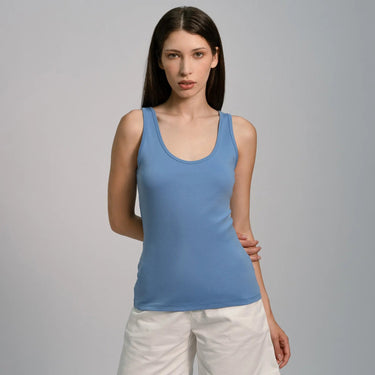 Women's Organic Pima Cotton Tank Top color sky blue