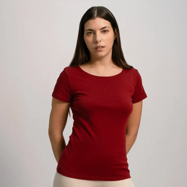 womens finest pima tshirt crew neck color maroon