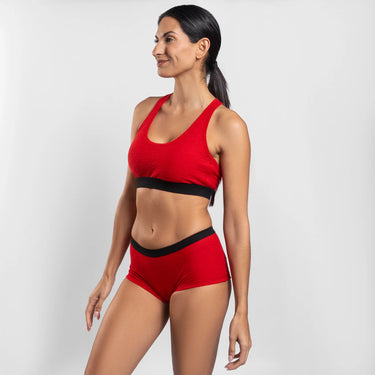 womens gots sports bra ultralight color red