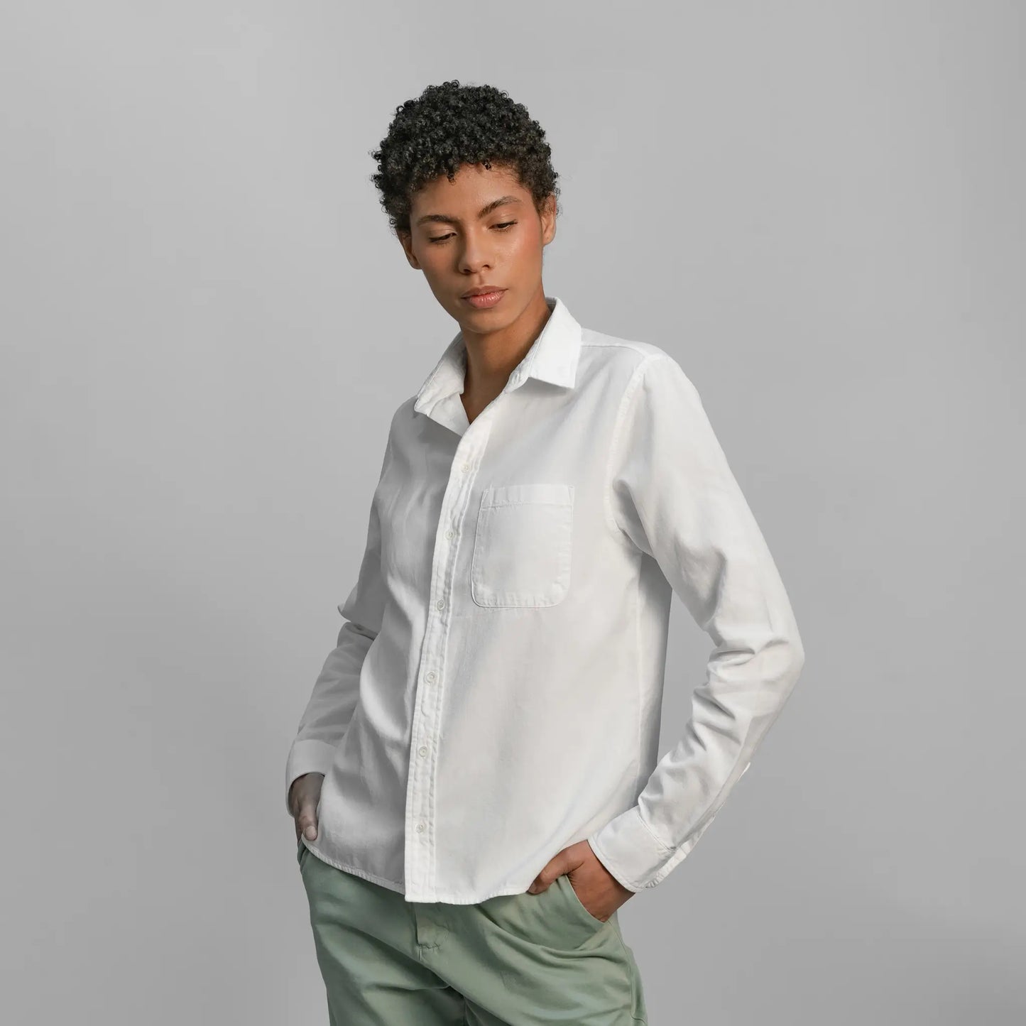 womens green classic shirt color white
