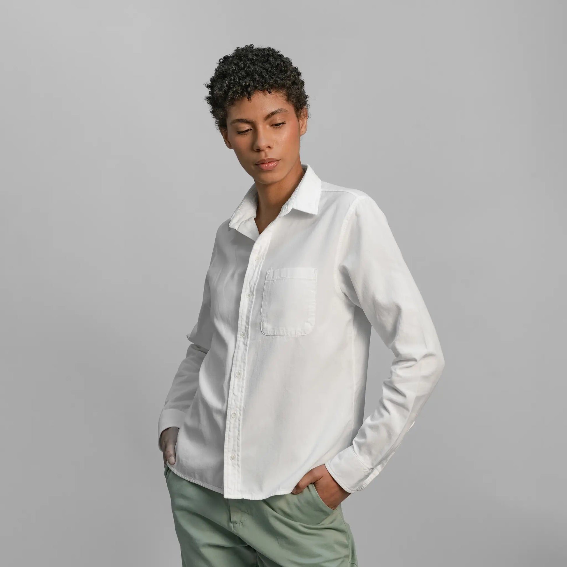 womens green classic shirt color white