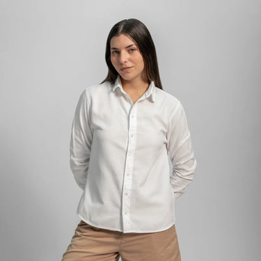 womens hypoallergenic lightweight oxford button up shirt color white