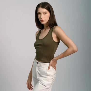 Women's Organic Pima Cotton Short Tank color green