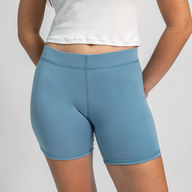 womens low impact dye biker shorts color natural babyblue