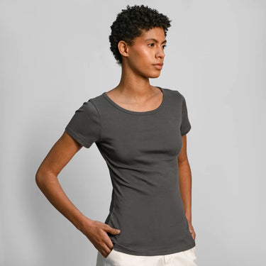 womens low impact dye crew neck color gray