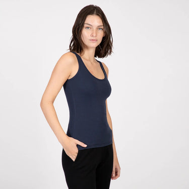 Women's Organic Pima Cotton Tank Top color navy blue