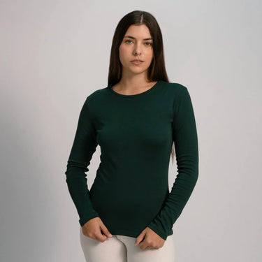 womens low impact dye tshirt long sleeve color dark teal