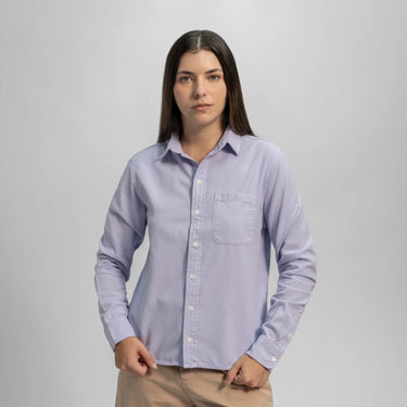 womens low impact dye twill buttonup chest pocket shirt color thistle