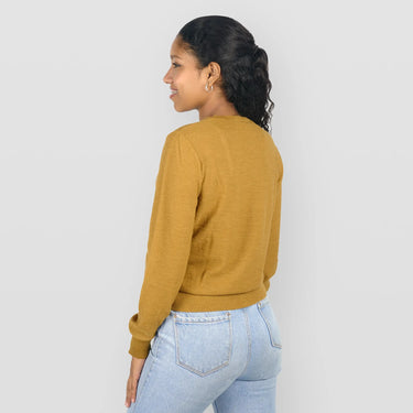 womens most comfortable alpaca sweater color mustard yellow