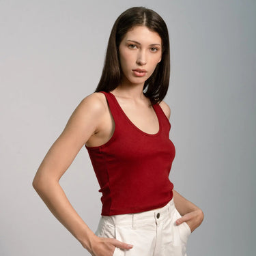 Women's Organic Pima Cotton Short Tank color maroon