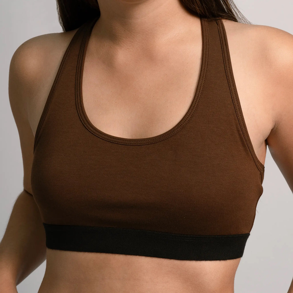 womens natural dye sports bra color brown