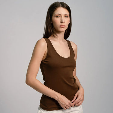Women's Organic Pima Cotton Tank Top color brown