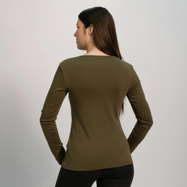 Women's Organic Pima Cotton Long Sleeve Shirt color green