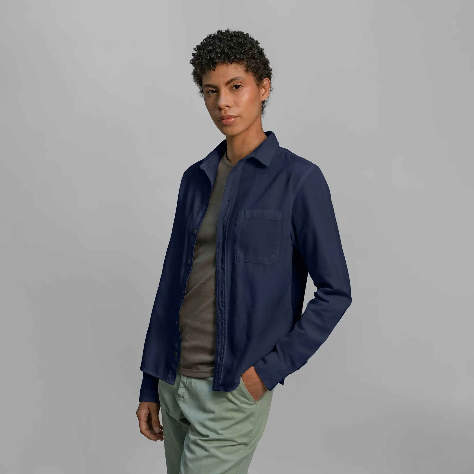 womens natural fiber classic shirt color navy blue