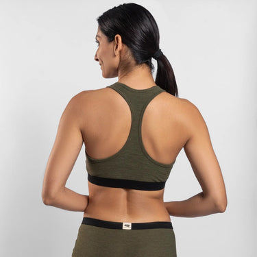 womens natural fiber sports bra ultralight color green