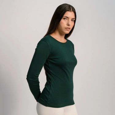 womens natural fiber tshirt long sleeve color dark teal