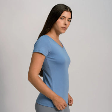 womens natural fiber tshirt vneck color sky blue