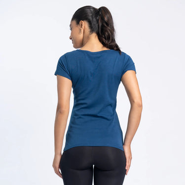 Women's Organic Pima Cotton V-Neck T-Shirt color natural blue