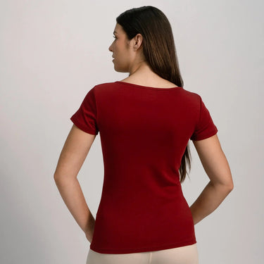 Women's Organic Pima Cotton T-Shirt color maroon