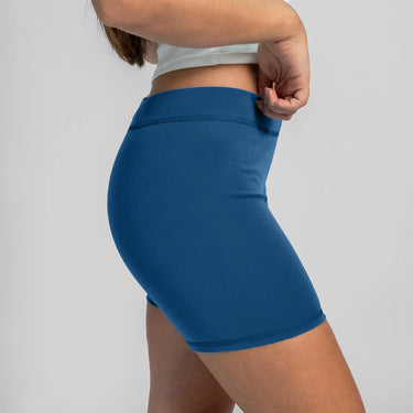 womens organic biker shorts color natural blue