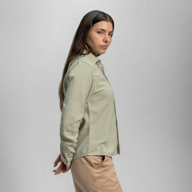 womens organic cotton lightweight oxford button up shirt color celadon tint
