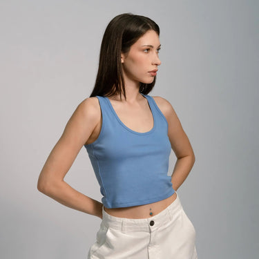 Women's Organic Pima Cotton Short Tank color sky blue