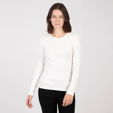 Women's Organic Pima Cotton Long Sleeve Shirt color white