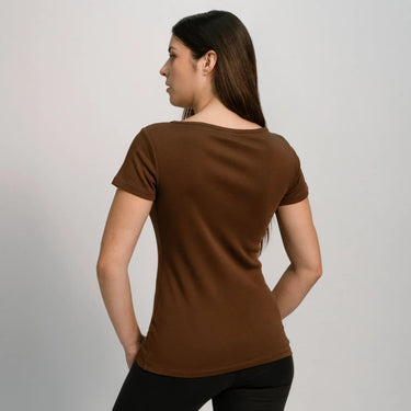 Women's Organic Pima Cotton V-Neck T-Shirt color natural brown