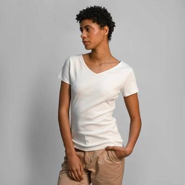 Women's Organic Pima Cotton V-Neck T-Shirt color white
