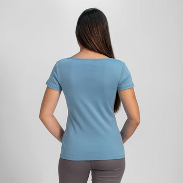 womens pima cotton tshirt vneck color natural babyblue