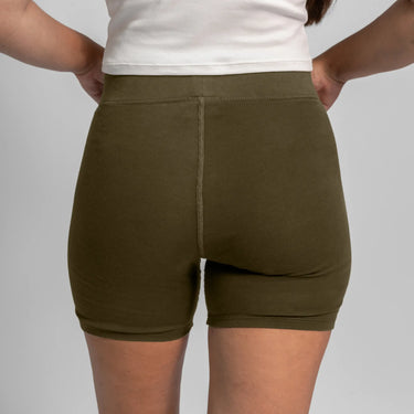 womens plain liso biker shorts color green