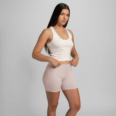 womens organic cotton biker shorts color pale pink