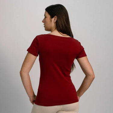 Women's Organic Pima Cotton V-Neck T-Shirt color maroon
