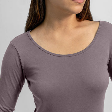 womens single origin scoop neck long sleeve color natural gray