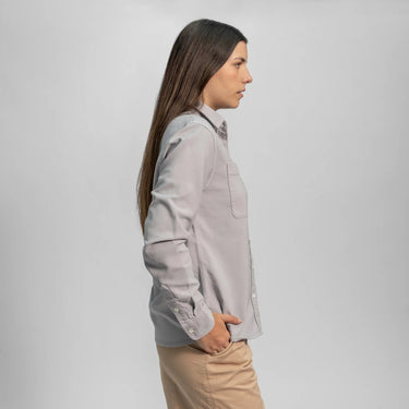 womens smooth pima cotton oxford double pocket shirt color alloy