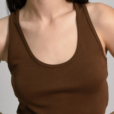 Women's Organic Pima Cotton Short Tank color brown