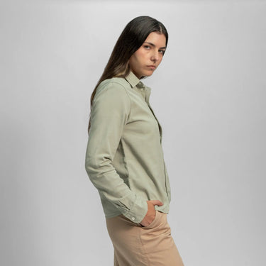 womens smooth pima cotton twill buttonup chest pocket shirt color celadon tint