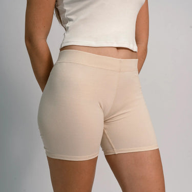 womens sustainable biker shorts color undyed