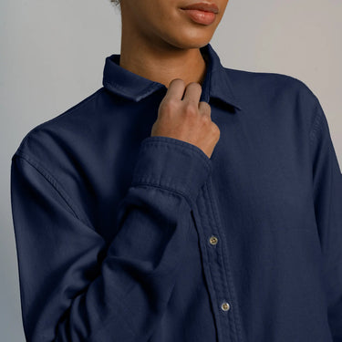 womens sustainable classic shirt color navy blue