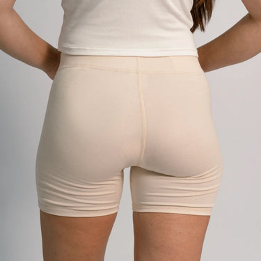 womens sustainable clothing biker shorts color undyed