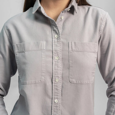 womens ultra soft oxford double pocket shirt color alloy