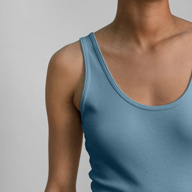 Women's Organic Pima Cotton Tank Top color natural baby blue