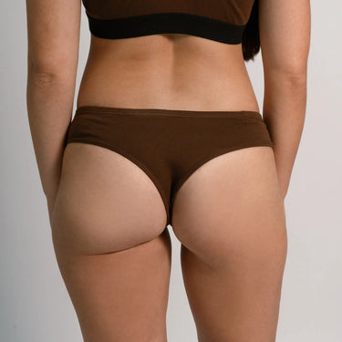 Women's Organic Pima Cotton Thongs color brown